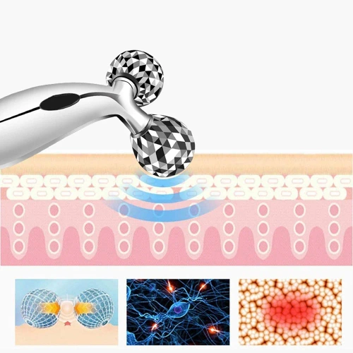 Gesichtsmassager | Rotierender Roller für Gesicht und Körper | AL-306B-SILVER