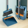 Cleaning set with broom and dustpan on a long handle | Broom with a rotating head and foldable dustpan | FBS-2in1-Blue