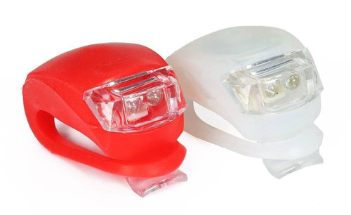 LED-Fahrradbeleuchtungs-Set | Silikon-Gehäuse, universelle Halterung, 2 Stück (weiß + rot) | BL-01