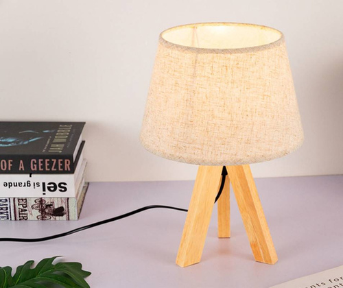 DL05 | Lampa de masa din lemn natural cu abajur | 40W E27 | Lampă de birou, lampă de noptieră