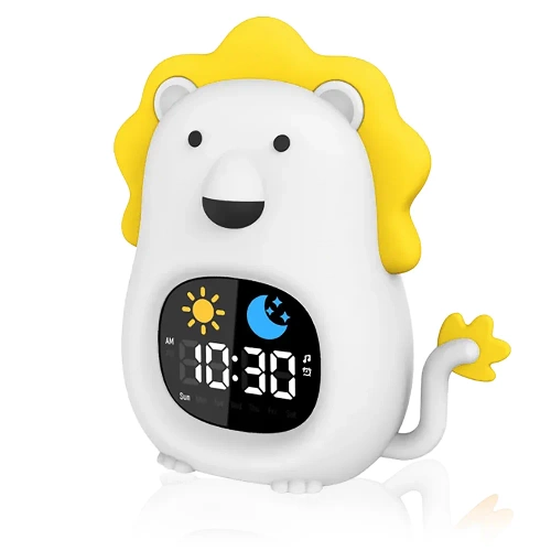 LED Children's Alarm Clock with Night Light and White Noise - Colored Light, Alarm, Sunrise Simulation | Night Light with Built-in Battery | JL-822