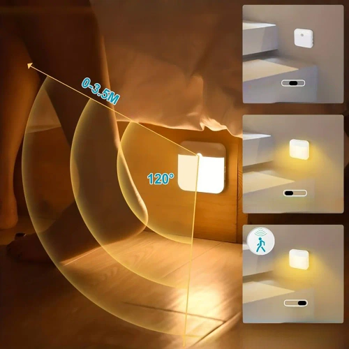 C4765-BRANCO | Luminária para móveis com sensor de movimento | Lâmpada sem fio com sensor crepuscular | Lâmpada noturna magnética com bateria embutida