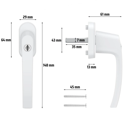 Door handle with key lock | White | FH-D12-WHITE