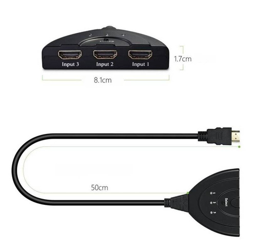 HPS-3P | Sdoppiatore HDMI 4K 3D | 3 porte IN | Cavo HDMI da 0,5 M