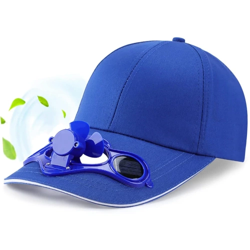 SFH-8934-BLUE | Sluneční klobouk s větrným mlýnem | Baseballová čepice se zabudovaným ventilátorem | Chladící víčko