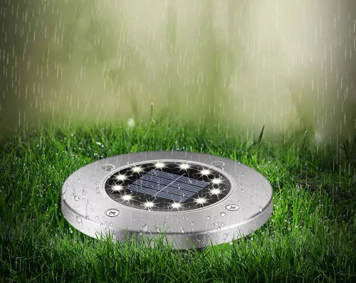 YNG-16LED-WC | Solar overrun lamp, garden, ground | 16 LED | Stainless steel | ⌀ 11.5cm
