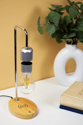 HX-S007R1-ZILVER | Zwevende magnetische lamp | LED-lamp met inductieve lader | Nachtlamp