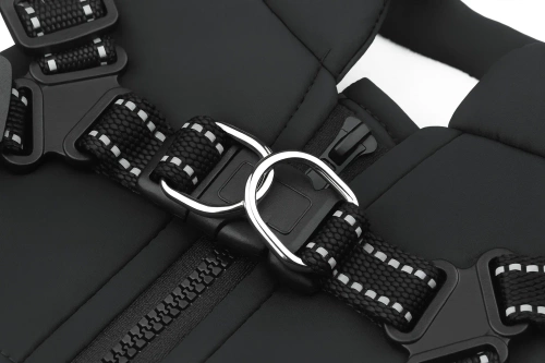 Geacă de iarnă pentru câini cu ham integrat | mărime S | negru | PET-016S-BK