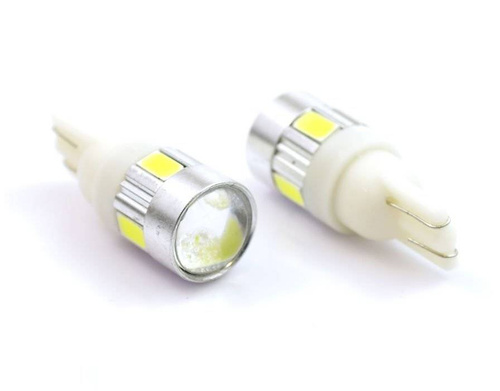 Car LED bulb W5W T10 6 SMD 5630 with a lens