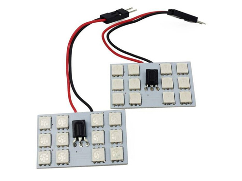 RGB LED panel kit | 2 LED panels 12 SMD 5050 RGB | Color remote control | C5W and W5W adapters