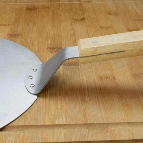 MD-120-SILVER | Coji de pizza din oțel | Pâine și lopată pentru copt | Spatula rotunda pentru aragaz