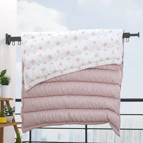 LYJ-T90-PRETO | Cabide dobrável | Secador dobrável | Trilho de parede com ganchos