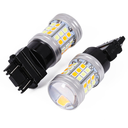 Dobbelt LED-pære W21/5W 3157 45 SMD 2835 | Dobbelt farve - hvid + orange