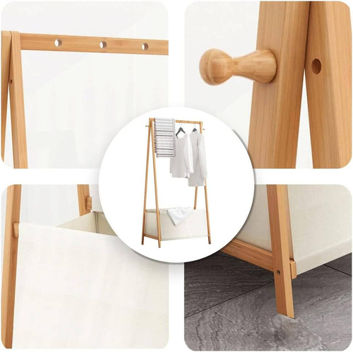 BYY-0346-YW | Verplaatsbare kledingstandaard met mand