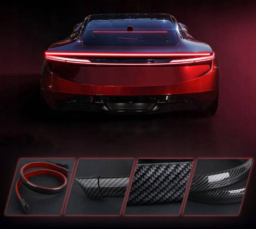 A treia lumină de frână sub spoiler, în spatele mașinii | LED | lungime 120 cm | imitație carbon, bandă autoadezivă