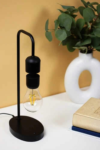 HX-S007S1-NOIR | Lampe magnétique en lévitation | Lampe LED avec chargeur inductif | Lampe de chevet