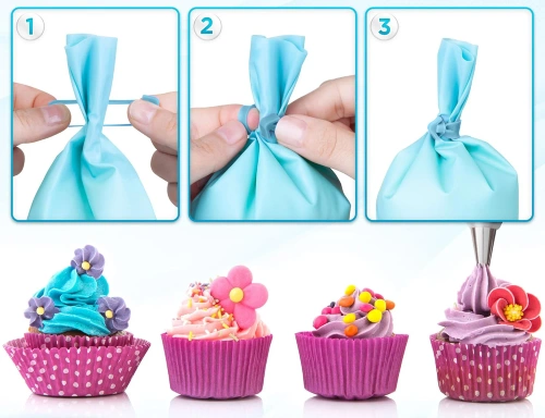 FM-034-BLUE | Pastry bag + 24 tips | spatulas for forming dough