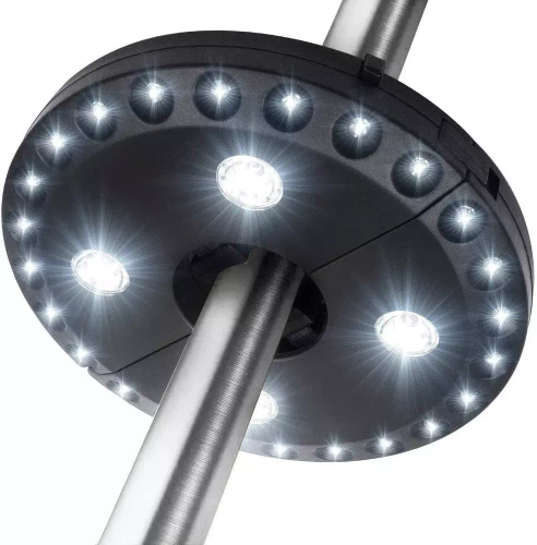 LY-G003 | Haveparaplylampe ⌀22-45mm | 28 LED&#39;er, 3 lystilstande, 4x AA strømforsyning