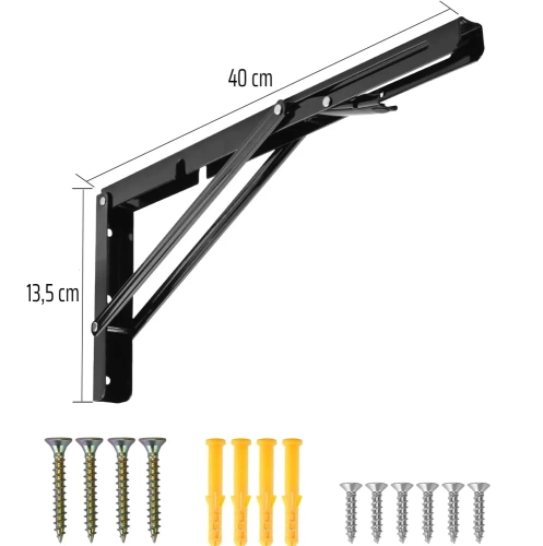 FB-A40CM-NERO| Portaripiano | Reggimensola pieghevoli | Supporti pieghevoli per mensole e piani di lavoro