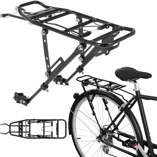 Fahrrad-Gepäckträger hinten mit Federklappe | Aluminium, verstellbar, bis 27 kg Tragkraft | BIK-ZJ667