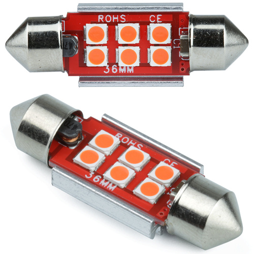 Bombilla LED para coche C5W 6 SMD 3535 CAN BUS roja