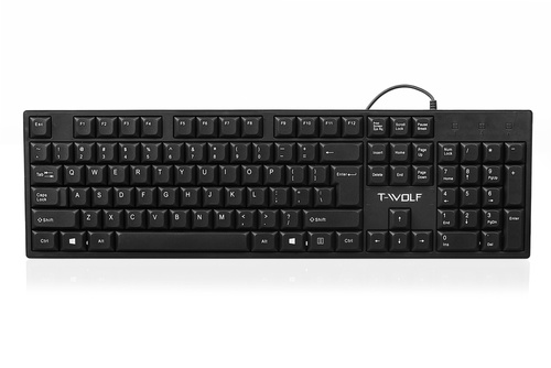 T15 | Wired flat keyboard with numeric keypad, low-profile buttons, for the office, silent
