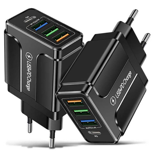 CA-060 | Caricatore da muro con 3 porte USB e porta PD (USB-C)