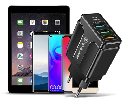 CA-060 | Caricatore da muro con 3 porte USB e porta PD (USB-C)