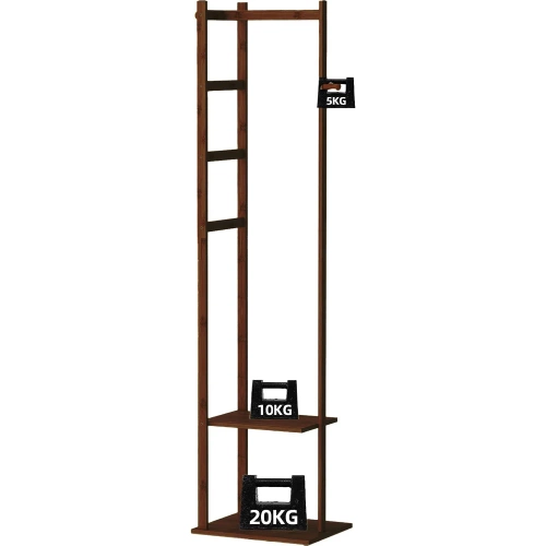 BYY-505-RW | Tøjstativ med hylder | mørk bambus