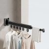 LYJ-S30-NERO | Appendiabiti pieghevole | Asciugatrice pieghevole | Guida a muro con ganci 