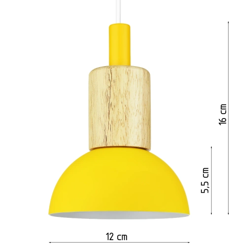 Pendant light | Scandinavian minimalist design, E27 socket, wooden accent, yellow shade | yg-xd002a-y