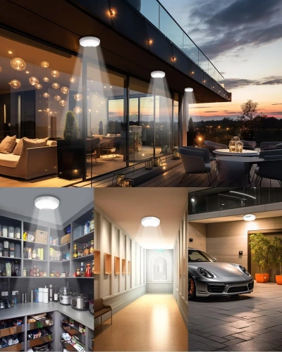 C2772-BRANCO | Candeeiro de teto com bateria incorporada | Luminária de teto LED com sensor de crepúsculo e movimento