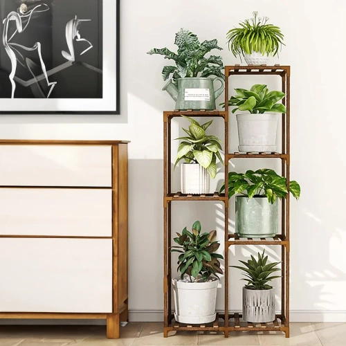 Holz-Pflanzenregal | Blumenständer für Blumentöpfe | Pflanzenständer | Modell NZ238-BAMBOO