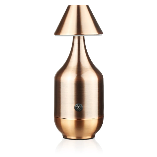 Kobber LED-bordlampe med indbygget batteri | Berøringsfølsom natlampe med justerbar strøm og farve | Moderne lampe til restauranter, hoteller og stuer | YG-D030-COPPER
