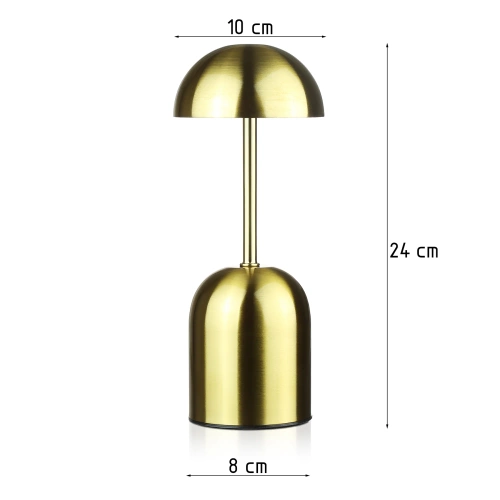 Lámpara de noche inalámbrica con batería integrada de 2000 mAh | Lámpara de mesa moderna con potencia y color de luz ajustables | YG-D019-Dorado