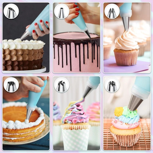 FM-034-ALBASTRU | Punga de patiserie + 24 de ponturi | spatule pentru formarea aluatului