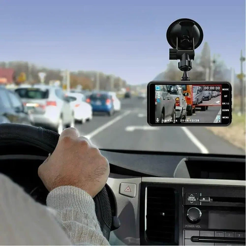 DVR 1296p cu ecran de 4" și senzor G | Cameră auto Full HD, tactilă, WDR, parcare | PZ-V12