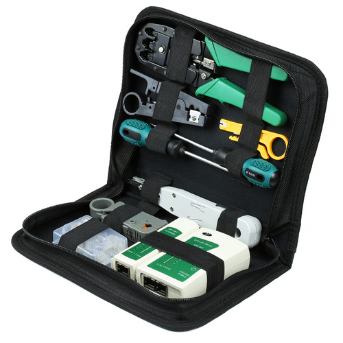 AR-811 | Kit de ferramentas de rede | Testador de LAN, crimpador, descascador de fios, crimpador LSA | RJ-45, RJ-11