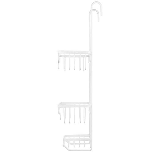 MJ2568-WHITE | Metal bathroom shelf | White shower shelf on the cabin window