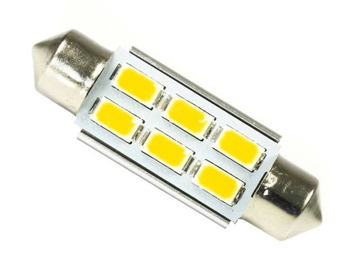 Lâmpada LED para carro WW C5W 6 SMD 5630 CAN BUS Branco quente
