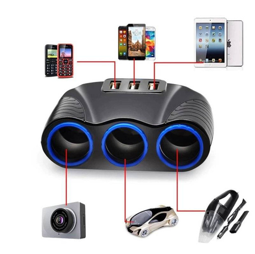 C08 | Cigarette lighter socket divider 120W | 3 USB 3.1A ports