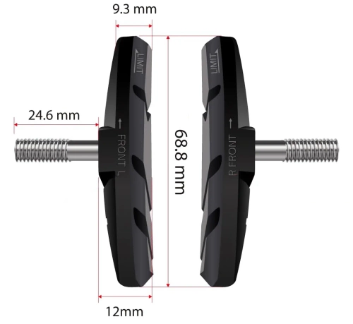 Pastillas de freno de bicicleta V-Brake | Bloques asimétricos para atornillar 70mm | SJSCP-03-B