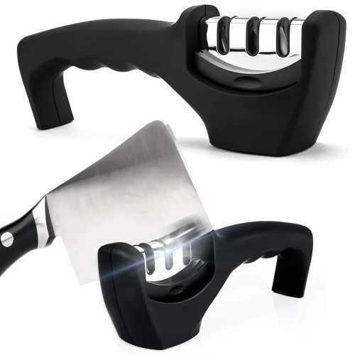 Messerschärfer | Dreistufiges Schärfsystem | schwarz | KN-830-BLACK