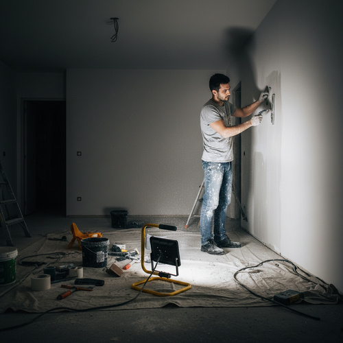 Nešiojamas LED prožektorius | 50 W | su rankena | 4.750 lm | IP66 | darbui dirbtuvėse, statybose