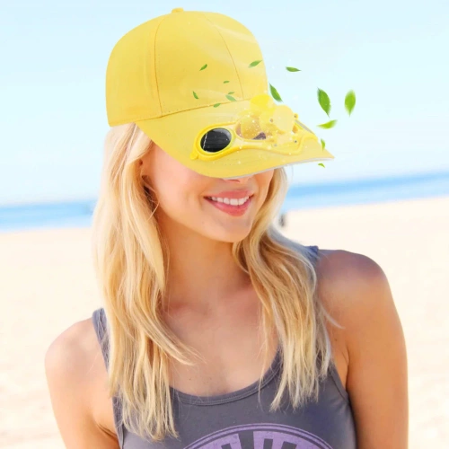 SFH-8934-AMARILLO | Sombrero solar con molino de viento | Gorra de béisbol con ventilador incorporado | Tapa de enfriamiento
