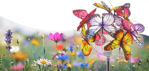 FLD-09-C | Lampe de jardin solaire à LED Papillons | 65 cm, 600 mAh