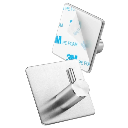 BXG-4PCS-SILVER | Silver hook for clothes, cloths, towels | Self-adhesive holder for kitchen accessories