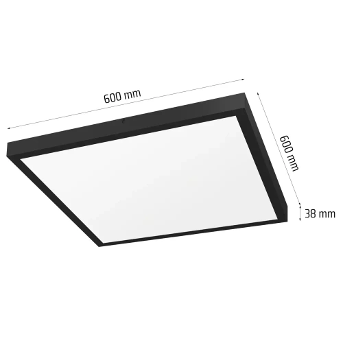 Panel de techo LED | Lámpara de techo de superficie 60x60cm | 60W, 5760lm | negro