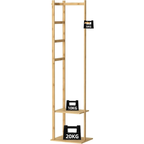 BYY-505-YW | Kledingrek met planken | lichte bamboe