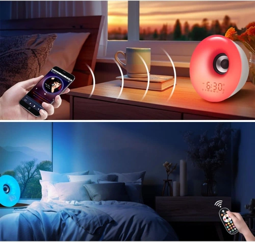 MCAC-01 | Alarm clock with LED lamp | Night light with sunrise simulation | Alarm clock with radio